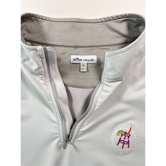 Peter Millar Perth Performance 1/4 Zip Barstool Sports British Grey Size XL EUC - Picture 4 of 11